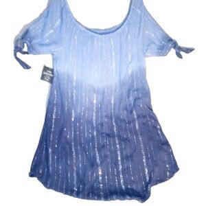 Mlle Gabrielle Sz XL Lined Tunic Top Dress Fadeaway Glitter Off-Shoulder